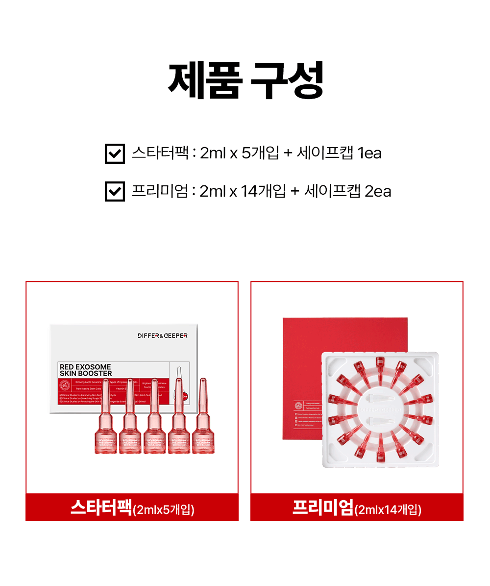 [디퍼앤디퍼]프리미엄 레드 엑소좀 스킨 부스터 2ml x 14개